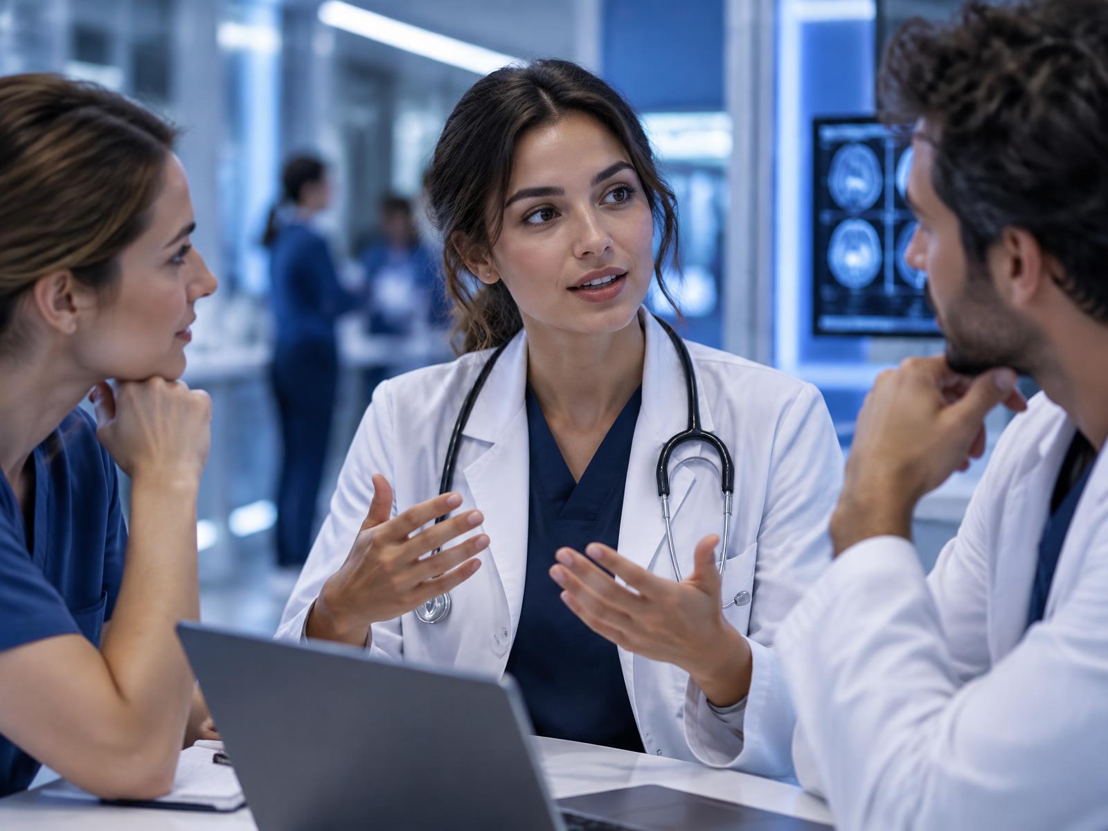 Profesional de la salud hablando con confianza